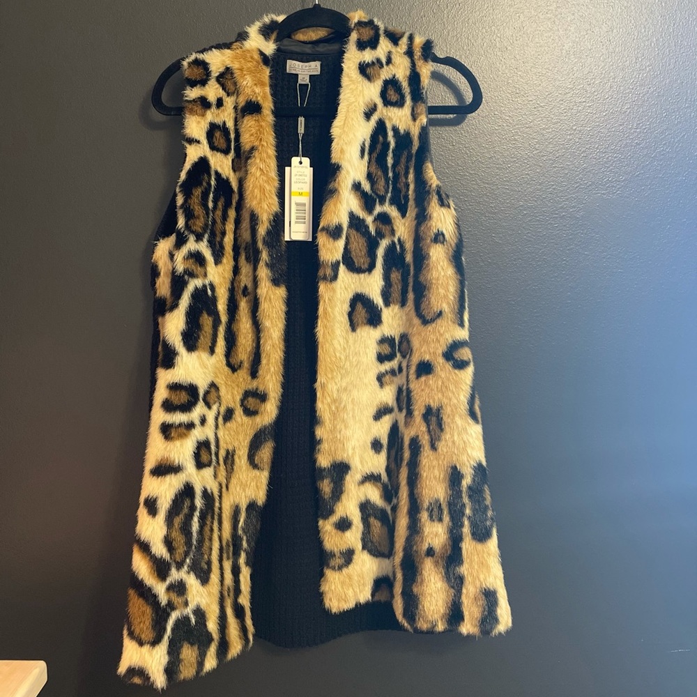 Faux Fur Leopard and Black Knit Vest